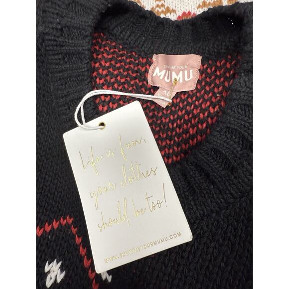 NWT Show Me Your Mumu SKI In Sweater Fair Isle Cotton Blend XL Après Ski Winter - Picture 9 of 10